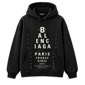 Balenciaga Eye Chart Logo Hoodie - Black
