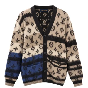 Louis Vuitton Monogram Fuzzy Knit Cardigan - Beige & Blue