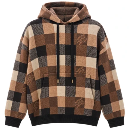 RCR Check Knit Hoodie - Brown
