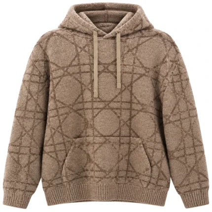 RCR Lattice Jacquard Knit Hoodie - Beige